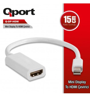 Qport Q-DP-HDB 16cm Display Port to HDMI Çevirici