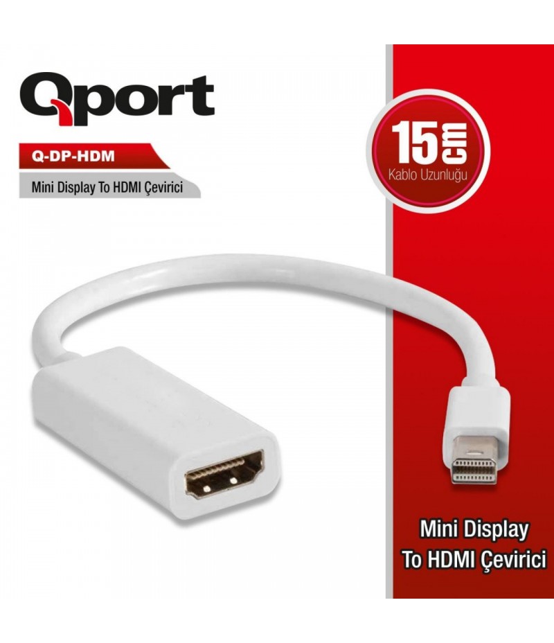 Qport Q-DP-HDB 16cm Display Port to HDMI Çevirici