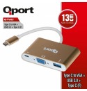 Qport Q-Tv03 Type-C To Vga+USB 3.0+Type-C Converter