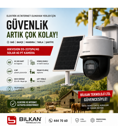 Hikvision DS-2CFSP4/4G AOV 4G Solar Güvenlik Kamerası | Dağ, Bahçe, Çiftlik ve Şantiye Güvenliği