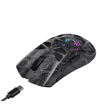 Havit Gamenote MS1043WB Kablosuz Gaming Mouse – 24K DPI, 2.4GHz + BT5.3 + Type-C, Hafif RGB - Siyah