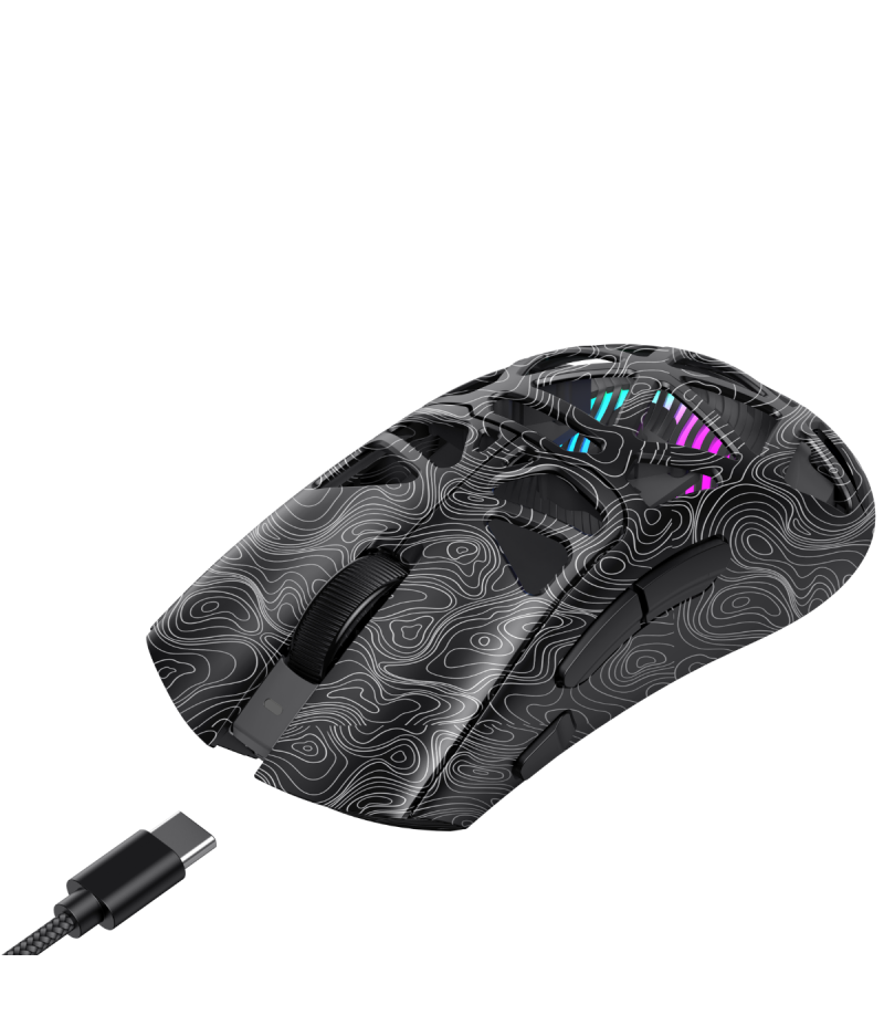 Havit Gamenote MS1043WB Kablosuz Gaming Mouse – 24K DPI, 2.4GHz + BT5.3 + Type-C, Hafif RGB - Siyah
