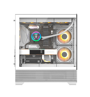 Havit Gamenote CF925 Şeffaf Bilgisayar Kasası 3 Fanlı Kumandalı ITX/M-ATX/ATX/E-ATX Beyaz
