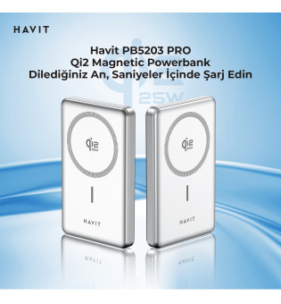 Havit PB5203 PRO Qi2.2 MageSafe Powerbank 10.000 mah Gri