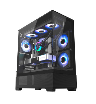 Havit Gamenote CF925 Şeffaf Bilgisayar Kasası 3 Fanlı Kumandalı ITX/M-ATX/ATX/E-ATX Siyah
