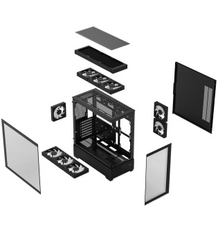 Havit Gamenote CF925 Şeffaf Bilgisayar Kasası 3 Fanlı Kumandalı ITX/M-ATX/ATX/E-ATX Siyah