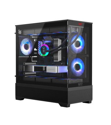 Havit Gamenote CF925 Şeffaf Bilgisayar Kasası 3 Fanlı Kumandalı ITX/M-ATX/ATX/E-ATX Siyah