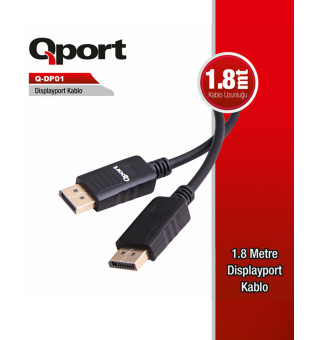 Qport Q-DP01 1.8m Display Port Kablo Tüm ekran kartları ile uyumlu,1.2V