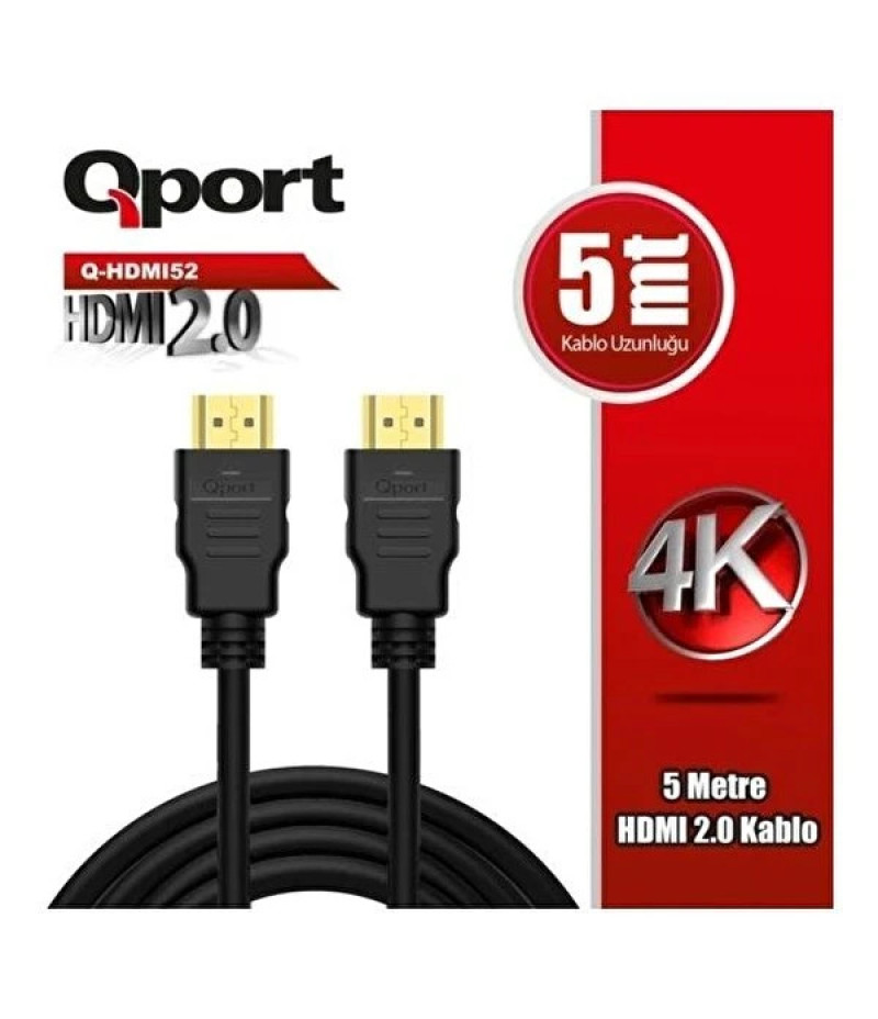 Qport Q-HDMI53 5m Hdmi Kablo 2.0V/4K/Altın Uçlu/Parazit Önleyicili/60HZ